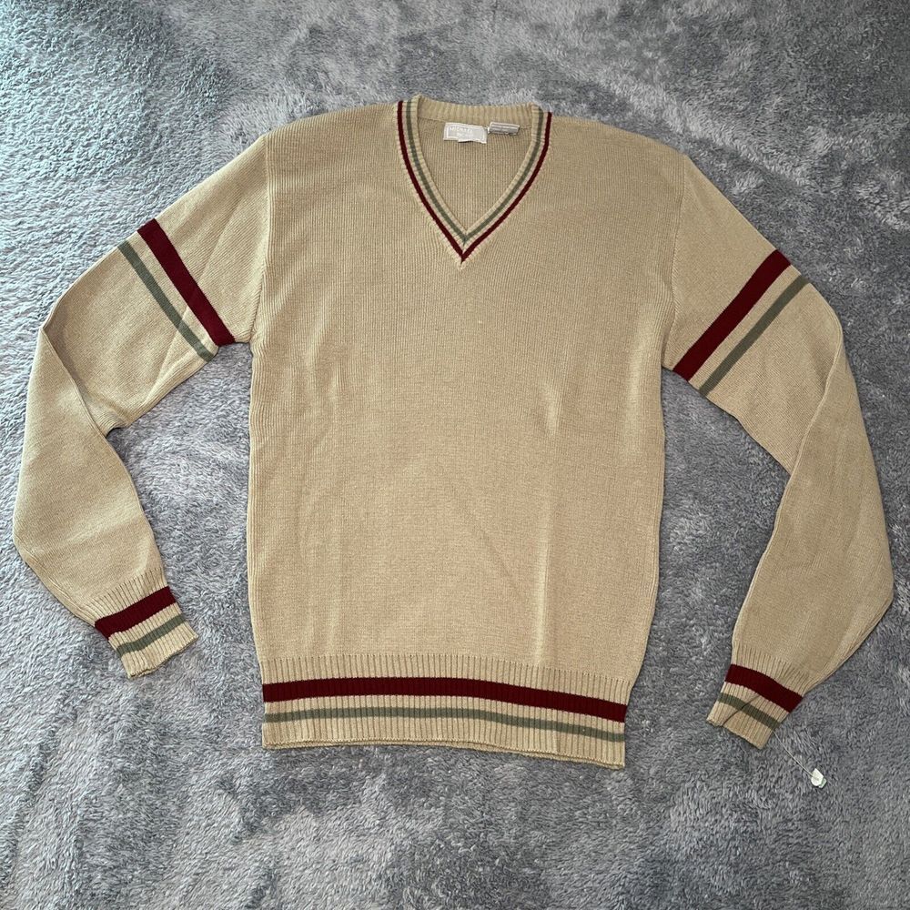 Vintage Michael Richard's Men's V Neck Sweater SZ Large Brand New Made In Korea